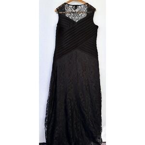 Candalate Long Black Sleeveless Dress Women's Large Lace Formal